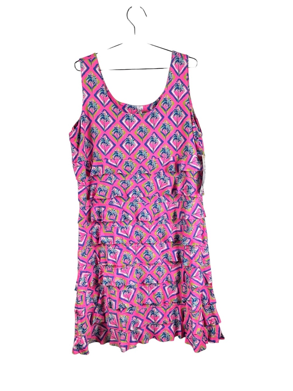 Lulu-B NWT SIZE LARGE Palm Tree Siesta layered ruffle dress